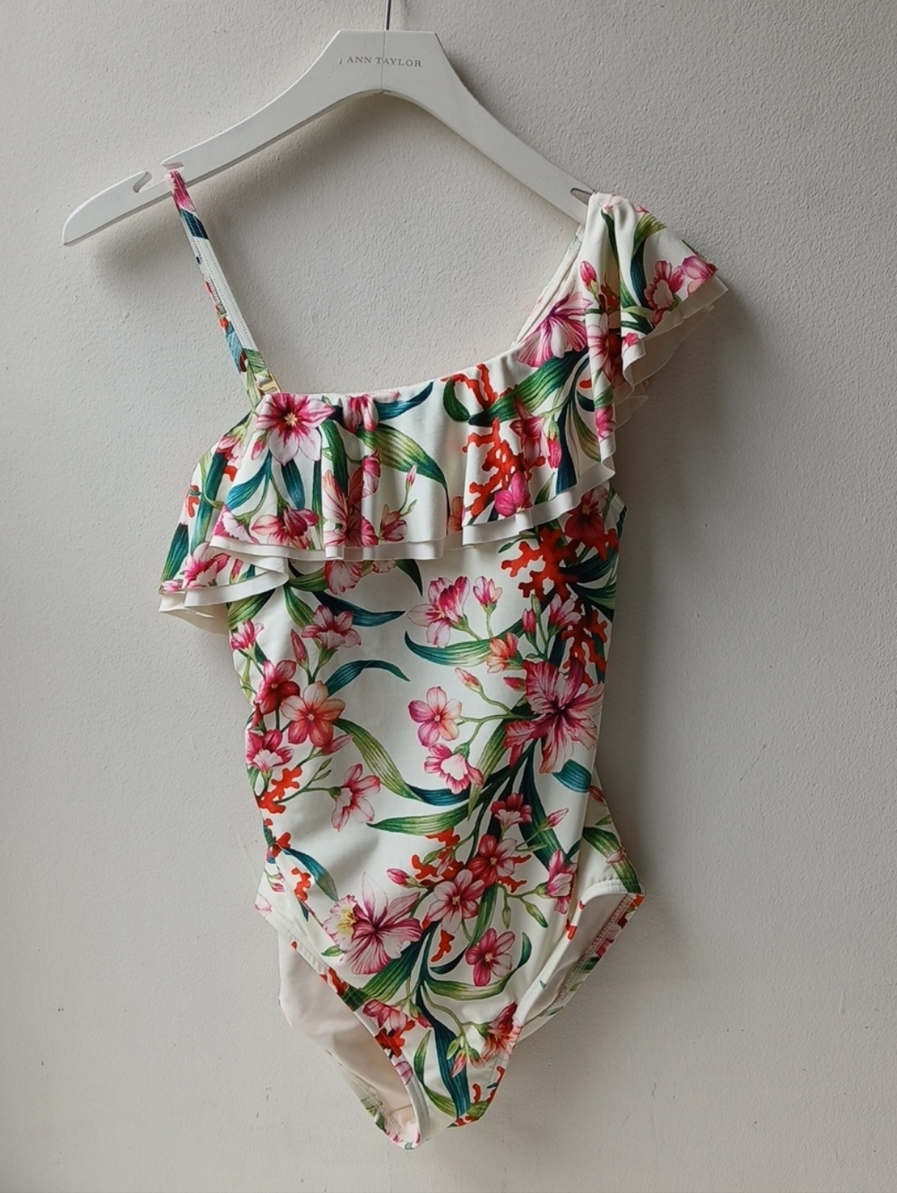 Carmen Marc Valvo One Shoulder Swimsuit Floral Print Women's 6